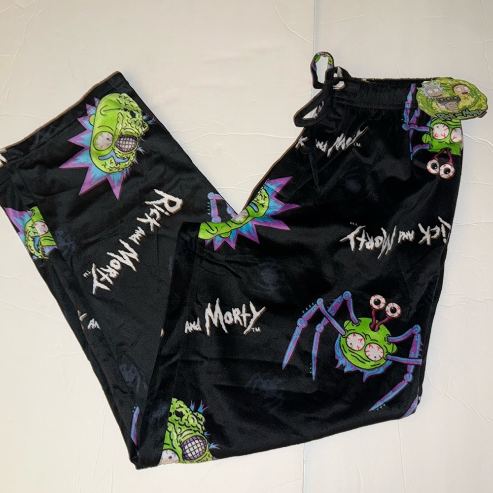 Briefly Stated Men's Christmas Minky Fleece Sleep Pajama Pants Rick & Morty Sz M